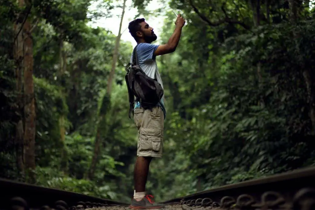 hiking in cargo shorts