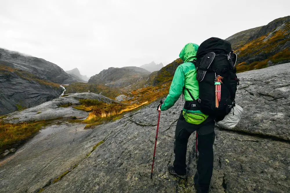 hiking in the rain