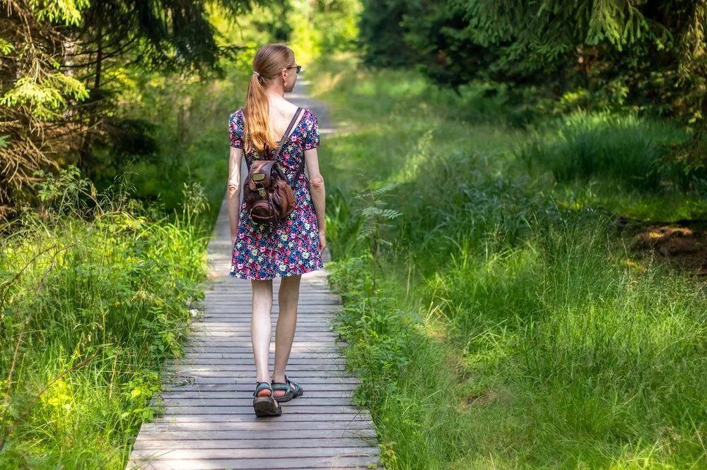 hiking in a summer dress